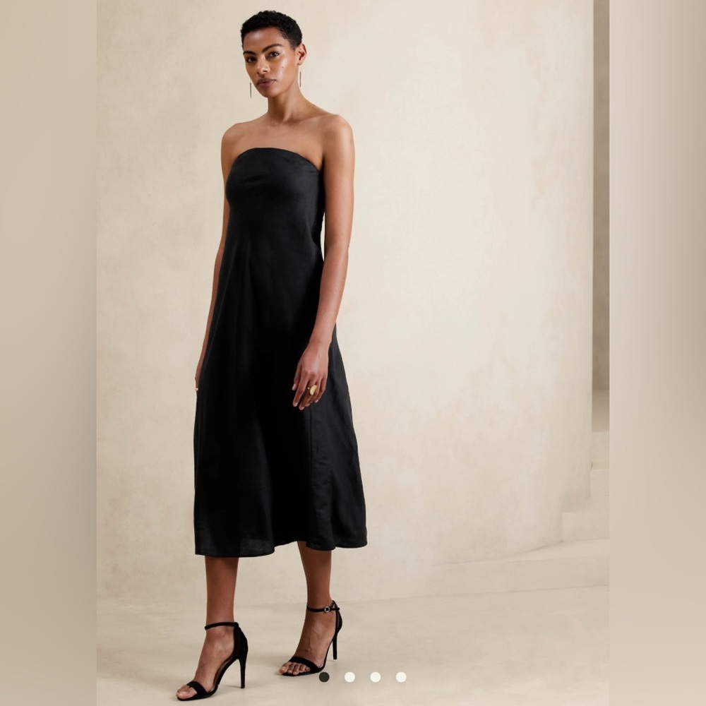 Banana Republic Strapless Midi Dress Linen Blend
